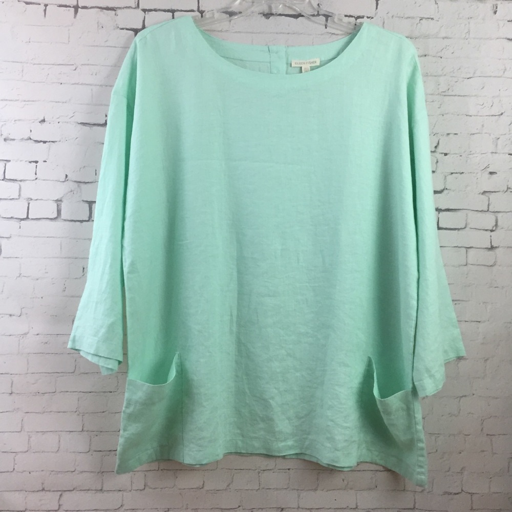 Eileen Fisher Organic Linen Tunic Top Sz L